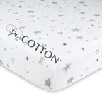 American Baby Company Cotton Fitted Crib Sheet 52x28", Super Stars - Image 2