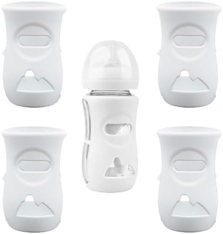 4 Pack Silicone Sleeves for 8 OZ Avent Natural Glass Baby Bottles by QinSuiKai