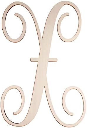 Cursive Wooden Letters X for Wall Decor Large Wood Monogram Letters 14 Inch by Focal20Craft