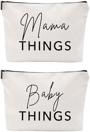 Mom & Baby Pouch Set, Diaper Bag Organizer Insert, Canvas Travel & Hospital Bag by Baobeily