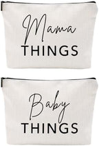 Mom & Baby Pouch Set, Diaper Bag Organizer Insert, Canvas Travel & Hospital Bag by Baobeily