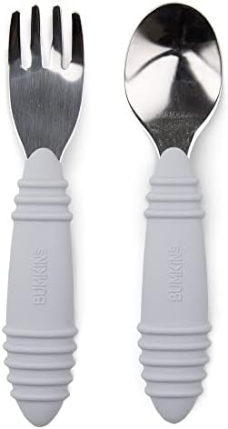 Bumkins Toddler Utensils, Kids Size Fork and Spoon Set, Silicone and by Bumkins