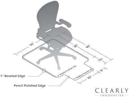 Tempered Glass Chair Mat with Lip - Image 2