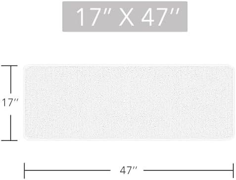 Yeaban Chenille White Bathroom Runner Rug 17"x47" - Image 2