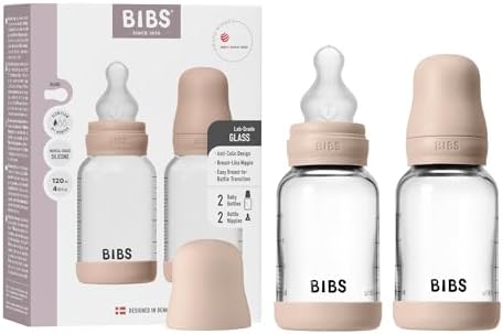 BIBS Glass Baby Bottle, 120 ml, Silicone Nipple by BIBS