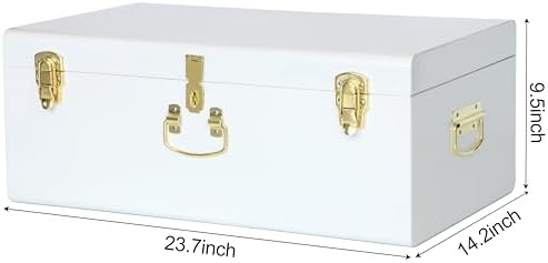 Vixdonos Large Metal Trunk Decorative Storage Box College Dorm Chest - Image 2