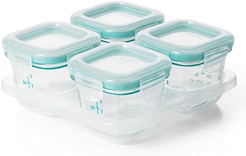 OXO Tot Glass Baby Blocks Food Storage Containers, 4 oz by OXOTot