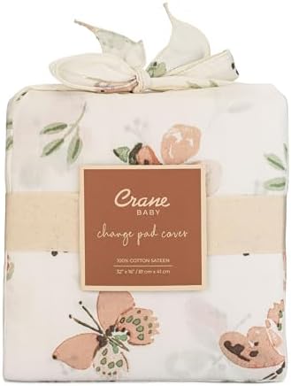 Crane Baby Changing Pad Cover, 100% Cotton Sateen Exterior, Fits Standard 16" x - Image 7