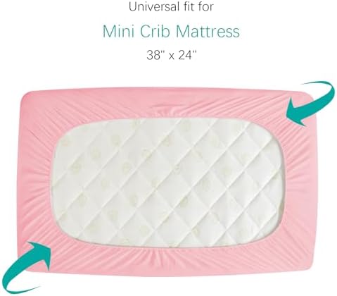 Mini Crib Mattress Protector 2 Pack Mini Crib Sheets Waterproof Pad Cover - Image 4