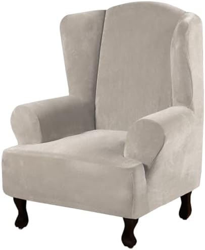 H.VERSAILTEX Wingback Chair Covers Velvet Plush Wing Chair Slipcover 1 Piece by HVERSAILTEX