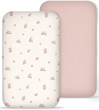 Muslin Bedside Bassinet Sheets 2 Pack by Meowcards
