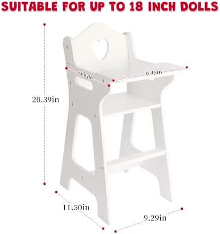 PHOKID 18 Inch Doll High Chair for Pretend Play - Image 3
