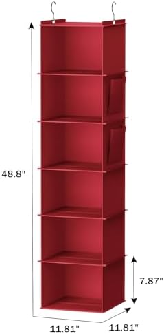 YOUDENOVA Hanging Closet Organizer and Storage, Dark Red - Image 3