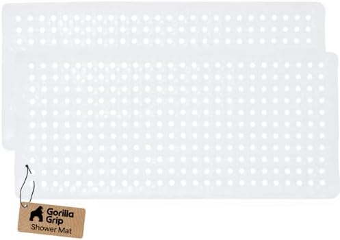 GORILLA GRIP Bath Tub Shower Mat, Bathtub Floor Liner, 35x16 White 2 Pack by GorillaGrip
