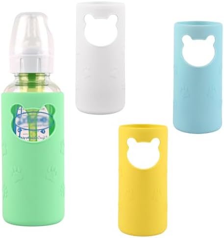 4 Pack Silicone Sleeves for Dr Brown's Glass Baby Bottles 8 oz by HUAKENER