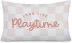 Playroom Decor Pillow Cover, Girls Room Decor 12x20, Long Live Playtime Retro by Unknown