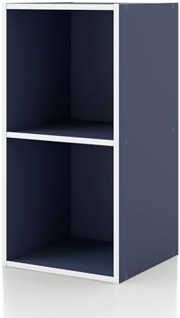 Homes: Inside + Out Apexa 2-Cube Storage Organizer Shelves, Stackable Wood by HOMESInsideOut