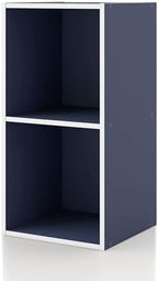 Homes: Inside + Out Apexa 2-Cube Storage Organizer Shelves, Stackable Wood by HOMESInsideOut
