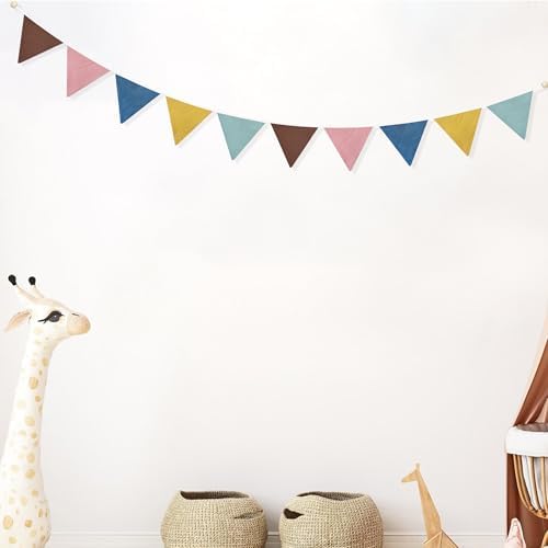 2 Sets of Boho Pennant Banner 20Pcs Nursery Garland Flags Retro Colored Fabric - Image 5