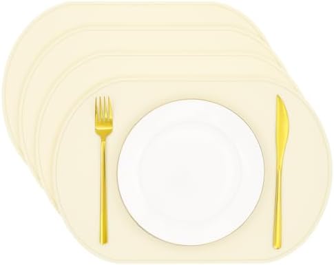Silicone Placemats Set of 4, Oval Heat Resistant Place Mats, Waterproof by yuuzue