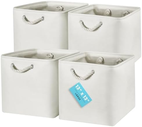 OrganiHaus 13x13 Cube Storage Bins, Rope Handles by OrganiHaus