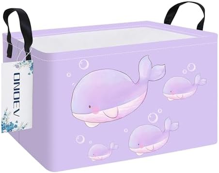 Rectangular Purple Whale Waterproof Collapsible Storage Bin Organizer by ONOEV