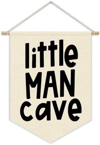 Playroom Decor, Little Man Cave Canvas Banner, Boys Room Wall Hanging Pennant by Unknown