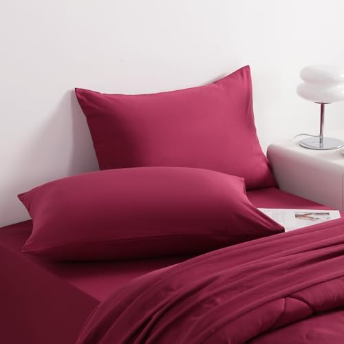 NTBAY Twin Microfiber Bed in a Bag, Comforter Set 5 Piece, Wine Red - Image 5
