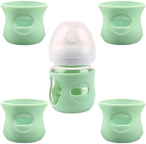 4 Pack Silicone Sleeves for 4 OZ Avent Natural Glass Baby Bottles by QinSuiKai
