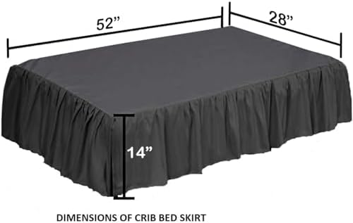 Crib Bed Skirt 28” x 52” with 14” Drop – Split Corners Dust Ruffle, Microfiber - Image 3