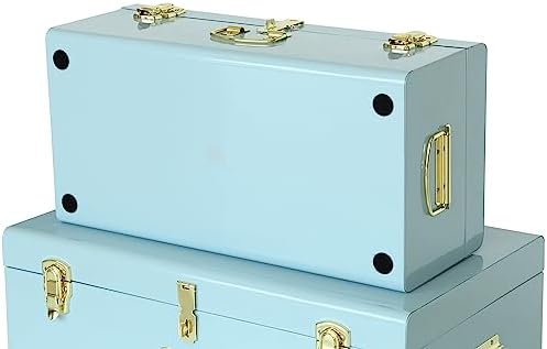 Vixdonos Metal Trunk Decorative Storage Box Set of 2 College Dorm Chest - Image 4
