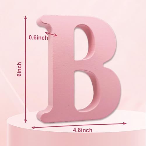 AOCEAN 6 Inch Pink Wood Letters Unfinished Wooden Letters - Image 2