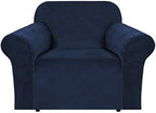 H.VERSAILTEX Stretch Velvet Armchair Cover Couch Covers 1 Cushion Chair by HVERSAILTEX