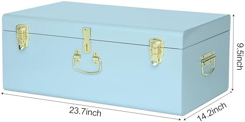 Vixdonos Large Metal Trunk Decorative Storage Box College Dorm Chest - Image 4