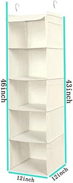 BrilliantJo 5 Shelves Hanging Closet Organizer, 2 Pack Hanging Storage - Image 3