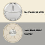 PandaEar 3 Pack Stainless Steel Baby Suction Plates, Divided Toddler Plate - Image 3