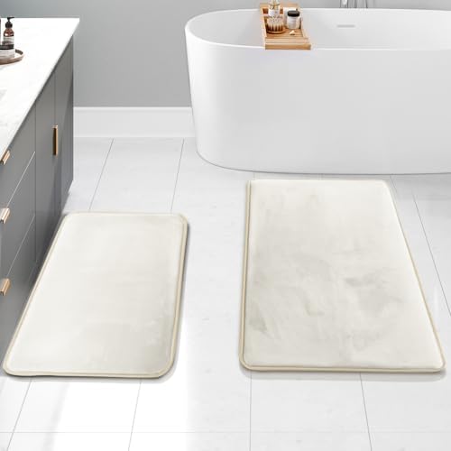 Clara Clark 2 Piece Bathroom Rugs Bath Mat Set, Velvet Memory Foam Bath Mats by ClaraClark