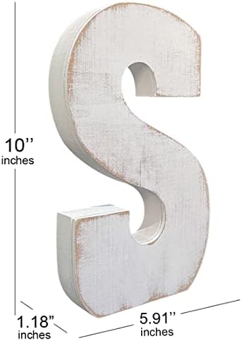 ABELOTS Distressed White Wash Wood Letter Decorative Signage, 10.0 x 5.91 inches - Image 3