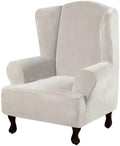 H.VERSAILTEX Wingback Chair Covers Velvet Plush Wing Chair Slipcover 1 Piece by HVERSAILTEX