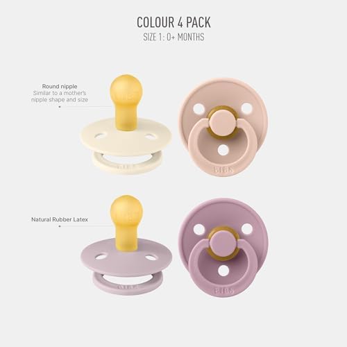 BIBS Pacifiers - Color 4 Pack | Round Nipple Baby Pacifier | BPA Free Natural - Image 2