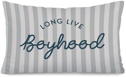 Boy Nursery Decor 12x20 Pillow Cover, Long Live Boyhood Neutral Striped by Unknown