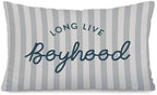 Boy Nursery Decor 12x20 Pillow Cover, Long Live Boyhood Neutral Striped by Unknown