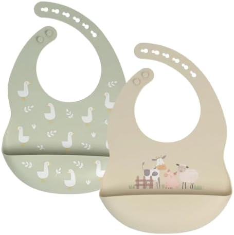 Baby Silicone Bibs 2 Sets Baby Bibs by LITTLERAWR