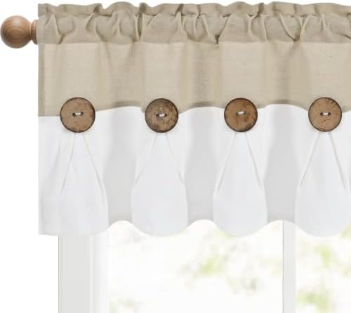 FRAMICS Farmhouse Valance Curtains, Boho Cotton Linen Kitchen Valance, Rustic - Image 7