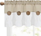 FRAMICS Farmhouse Valance Curtains, Boho Cotton Linen Kitchen Valance, Rustic - Image 7