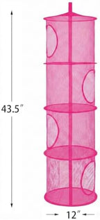 Hanging Stuffed Animal Storage Hammock Net 4 Tiers, Hot Pink - Image 3