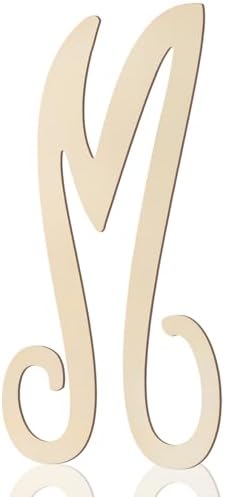 Wooden Letters 12 Inch for Wall Decor Large Cursive Wood Monogram Letters M by Focal20Craft