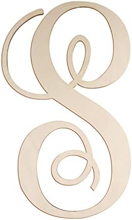 Cursive Wooden Letters S for Wall Decor Large Wood Monogram Letters 14 Inch by Focal20Craft
