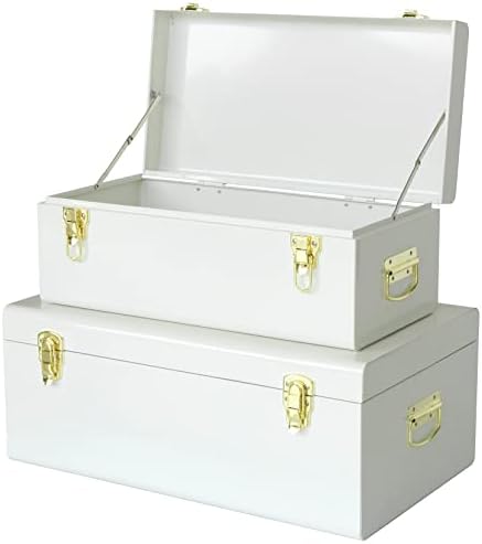 Vixdonos Metal Trunk Decorative Storage Box Set of 2 College Dorm Chest by Vixdonos
