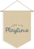 Playroom Decor, Long Live Playtime Neutral Linen Canvas Banner, Play Room Wall by Unknown